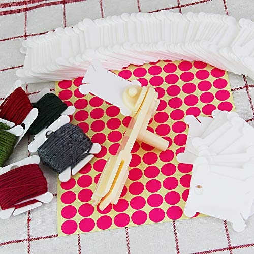 LYTIVAGEN Hilo de Plástico Blanco, Bobinas de Hilo de Punto de Cruz con un Caja y 165 Piezas Pegatinas Bobinas de Hilo para Bordar a Punto de Cruz Manualidades Plástico LYTIVAGEN Hilo de Plástico Blanco, Bobinas de Hilo de Punto de Cruz con un Caja y 165 Piezas Pegatinas Bobinas de Hilo para Bordar a Punto de Cruz Manualidades Plástico