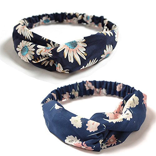 LZYMSZ Diademas Mujer Floral Print Headwrap Twist Nudo Pelo Banda Yoga Cabeza Wraps