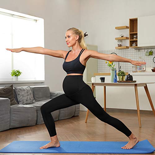 Maacie Premamá Leggings Lápiz de Maternidad con Cintura Alta para Yoga L Negro