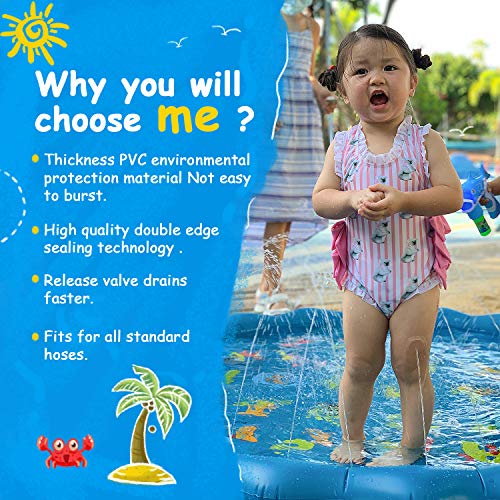 Mafiti Splash Pad,Tapete De Juegos De Agua Almahadilla Aspersor De Agua Inflable 170cm Al Aire Libre Para Niños, Mascotas en Jardín y Fiesta Casera Regalo Para Verano Mafiti Splash Pad,Tapete De Juegos De Agua Almahadilla Aspersor De Agua Inflable 170cm Al Aire Libre Para Niños, Mascotas en Jardín y Fiesta Casera Regalo Para Verano