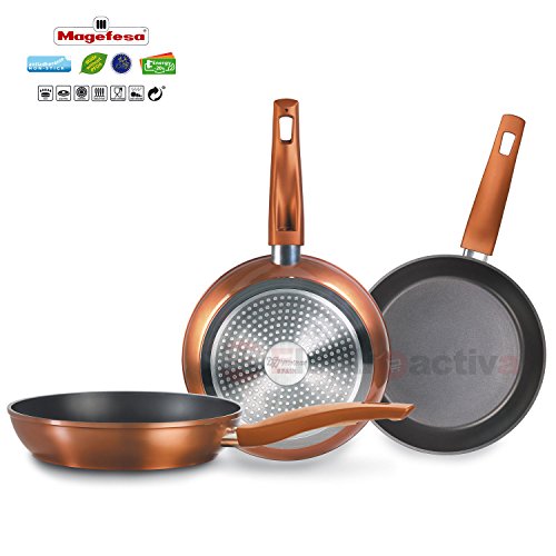 Magefesa Granada - Set Juego 3 Sartenes 20-24-28 cm Aluminio Forjado, inducción, Antiadherente Libre de PFOA, Limpieza lavavajillas Apta para Todas Las cocinas, vitroceramica, Gas Magefesa Granada - Set Juego 3 Sartenes 20-24-28 cm Aluminio Forjado, inducción, Antiadherente Libre de PFOA, Limpieza lavavajillas Apta para Todas Las cocinas, vitroceramica, Gas