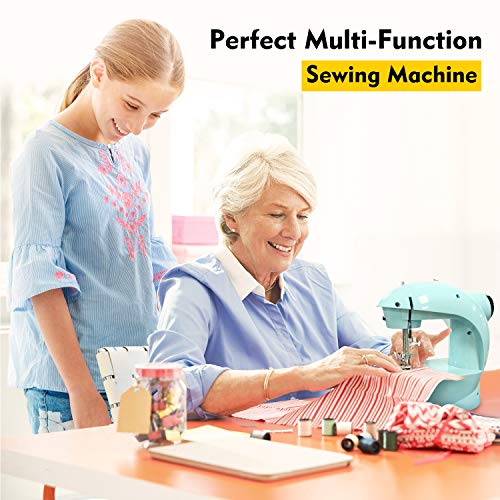 Magicfly Mini Máquina de Coser para Principiantes, Máquina de Coser Portátil de Doble Velocidad con Mesa de Extensión, luz, Kit de Costura para el Hogar Viajes, Azúl Magicfly Mini Máquina de Coser para Principiantes, Máquina de Coser Portátil de Doble Velocidad con Mesa de Extensión, luz, Kit de Costura para el Hogar Viajes, Azúl