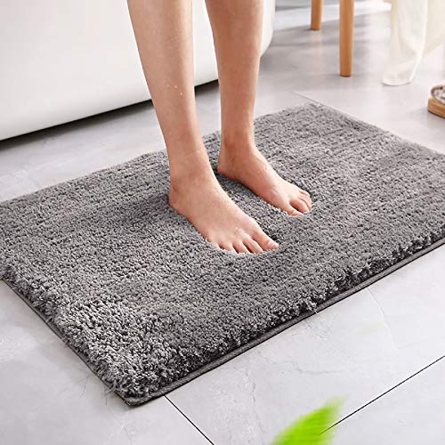 Magicfun Alfombra de baño, Alfombra Absorbente Antideslizante, Alfombra de baño de Microfibra esponjosa, alfombras de Ducha de Chenilla Suave Absorbente de Agua, Lavable a máquina (50x80x3cm, Gris)