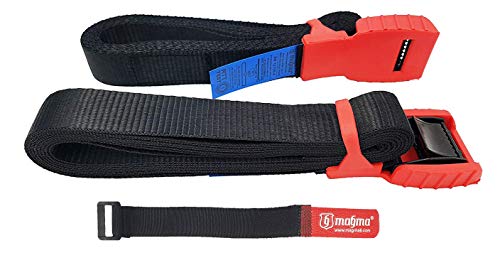 MAGMA Pack 2 Cinchas de Amarre de 3m | Correas para Baca Coche y Portabicicletas. Surf, Bici, Kayak, Moto | Hebilla -Trinquete con Protección de Goma para no rayar | Carga Segura - SWL: 250kgf Rojo