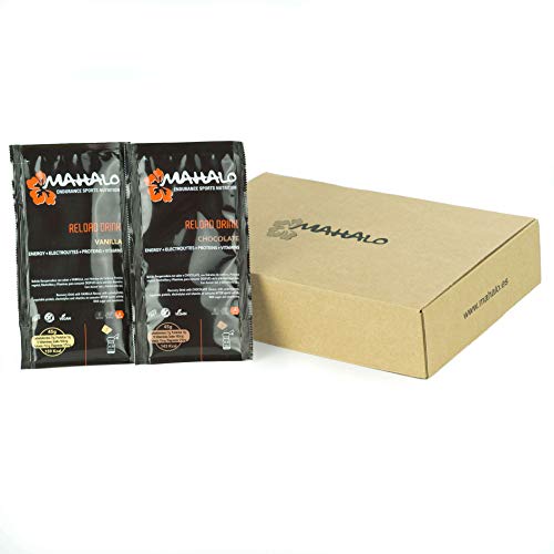 Mahalo Reload Drink Box Monodosis Bebida Recuperadora Con Proteína Vegana, Carbohidratos, Electrolitos, Vitaminas Y Minerales Postentreno, Vainilla + Chocolate - 12 X 45 G