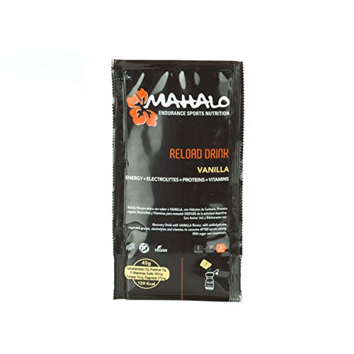 Mahalo Reload Drink Box Monodosis Bebida Recuperadora Con Proteína Vegana, Carbohidratos, Electrolitos, Vitaminas Y Minerales Postentreno, Vainilla + Chocolate - 12 X 45 G