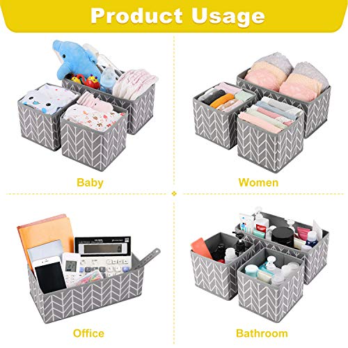 MaidMAX Organizadores de Cajones Plegables, Cajas Organizadoras para Cajón, Conjunto de 6 Organizadores de Ropa Interior, Calcetines, Calzoncillos, Gris