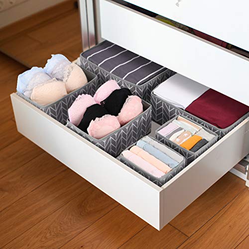 MaidMAX Organizadores de Cajones Plegables, Cajas Organizadoras para Cajón, Conjunto de 6 Organizadores de Ropa Interior, Calcetines, Calzoncillos, Gris