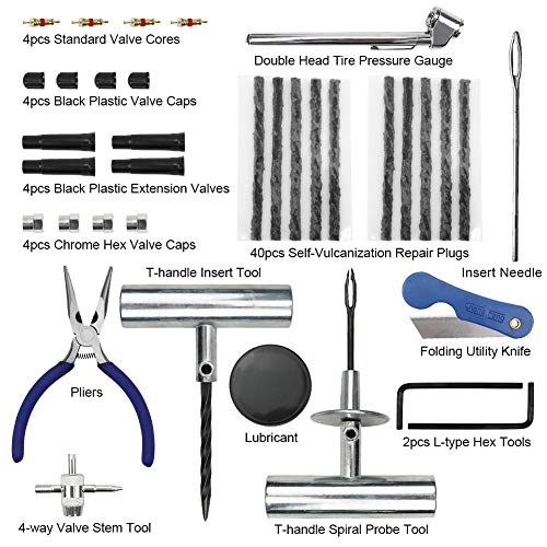MAIKEHIGH Kit de Reparación para Neumáticos Pesados - Juego de 67 Piezas para Motocicleta, ATV, Jeep, Camión, Tractor MAIKEHIGH Kit de Reparación para Neumáticos Pesados - Juego de 67 Piezas para Motocicleta, ATV, Jeep, Camión, Tractor