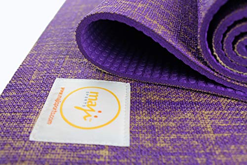 Maji Sports - Esterilla de yoga de yute + bloque de corcho para yoga y pilates (morado, 24 x 68 x 4,5 mm)