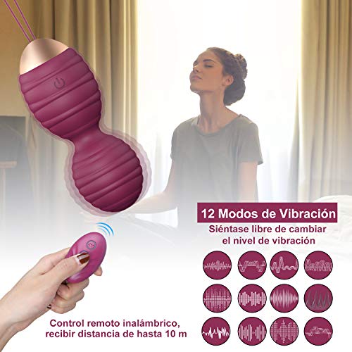 Maksexy Bolas Chinas, 3 Pesas para Ejercicios Kegel -12 Modos para Kegel Ejercitador Kegel Bolas para Mujer (Rosa)