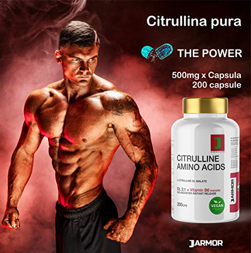 Malato de L-citrulina + Vitamina B6 | 200 cápsulas 500mg | aminoácido vegano | óxido nítrico Malato de L-citrulina + Vitamina B6 | 200 cápsulas 500mg | aminoácido vegano | óxido nítrico