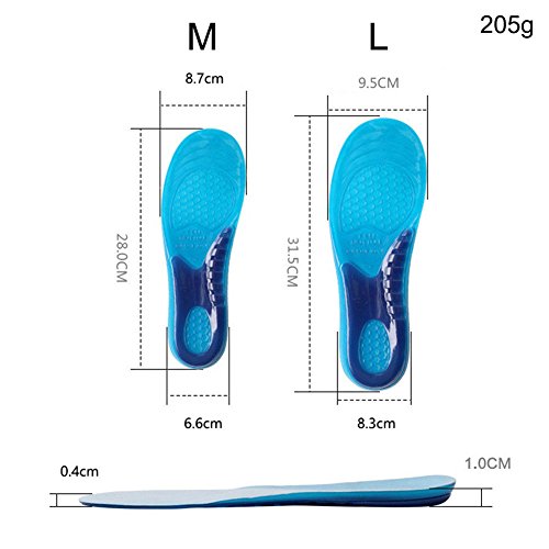 Malayas Plantillas Deportivas de Silicona Plantillas Ortopédicas de Gel Plantillas Transpirables para Amortiguación y Alivar Dolor Ideal para Hombre y Mujer (38-42 EU)