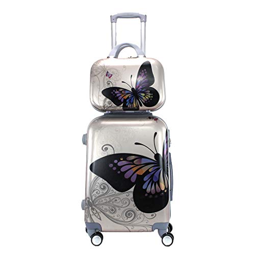 Maleta de Cabina Mariposas Oro Rosa con Neceser Maleta de Cabina Mariposas Oro Rosa con Neceser