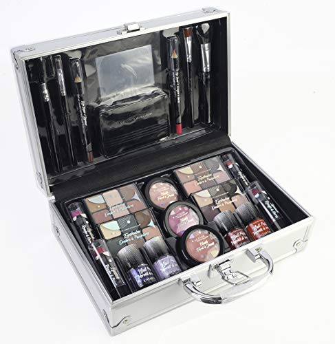 Maletín de Maquillaje Bon Voyage Makeup Set - The Color Workshop - Un Kit de Maquillaje Profesional Completo en un Maletín Plateado y Elegante con Espejo Incluido para Llevar Siempre Contigo - Silver