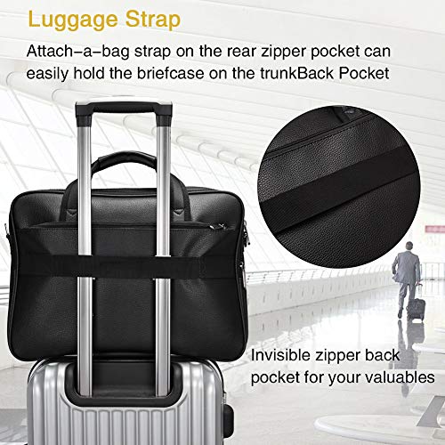 Maletín Hombres Cuero Grande Portátil de 15,6 Pulgadas Viaje Bolsa de Hombro Bandolera de Trabajo Negro Maletín Hombres Cuero Grande Portátil de 15,6 Pulgadas Viaje Bolsa de Hombro Bandolera de Trabajo Negro