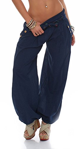 Malito Bombacho clásico Design Boyfriend Aladin Harem Pantalón Sudadera Baggy Yoga 3417 Mujer Talla Única (Azul Oscuro)