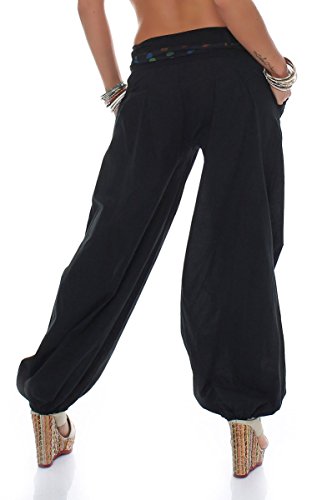 Malito Bombacho clásico Design Boyfriend Aladin Harem Pantalón Sudadera Baggy Yoga 3417 Mujer Talla Única (Negro)