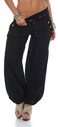 Malito Bombacho clásico Design Boyfriend Aladin Harem Pantalón Sudadera Baggy Yoga 3417 Mujer Talla Única (Negro)