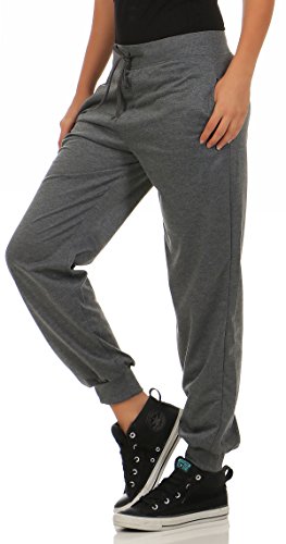 Malito H1206 – Pantalones de chánda lde mujer de diseño clásico | Pantalones de deporte en colores lisos | Bombachos para bailar | Pantalón de entrenamiento gris oscuro XXL