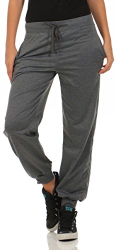 Malito H1206 – Pantalones de chánda lde mujer de diseño clásico | Pantalones de deporte en colores lisos | Bombachos para bailar | Pantalón de entrenamiento gris oscuro XXL