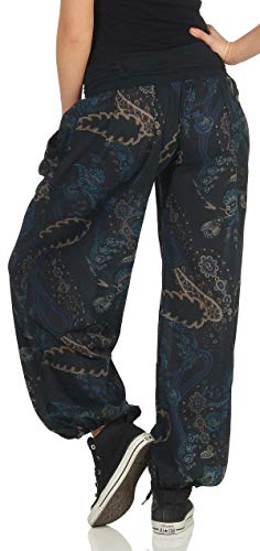 Malito Mujer Pantalón Estampado Yoga Pantalón-Anchos 3485 (Adecuado de la Talla 36 hasta 44, Negro)