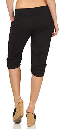 Malito Mujer Pantalones de Lino Pantalones de Ocio Colores Liso 7988 (XL, Negro)