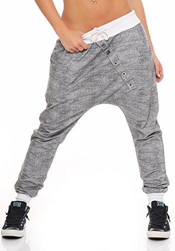 Malito Pantaloni Boyfriend en el „Tejer“ Design Baggy Aladin Bombacho Sudadera 7398 Mujer Talla Única (Blanco)