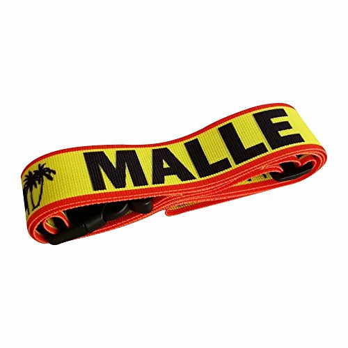 Mallorca Malle - Correa para Maleta/Correa de Equipaje/Cinta de Equipaje/Longitud: 2 m/Ancho: 5 cm - Maleta/Bailarina 6 / Vacaciones/diseño/Cerveza Real/Megapark/Balneario 6 / Camiseta/Camiseta