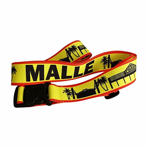 Mallorca Malle - Correa para Maleta/Correa de Equipaje/Cinta de Equipaje/Longitud: 2 m/Ancho: 5 cm - Maleta/Bailarina 6 / Vacaciones/diseño/Cerveza Real/Megapark/Balneario 6 / Camiseta/Camiseta