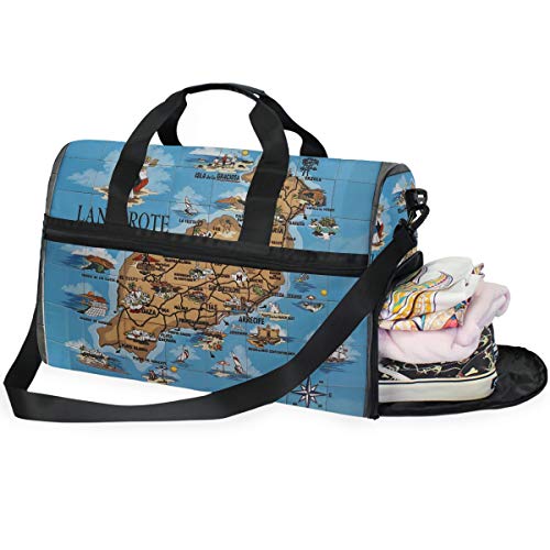 Malplena Lanzarote - Bolsa de viaje con compartimento para zapatos para hombre y mujer