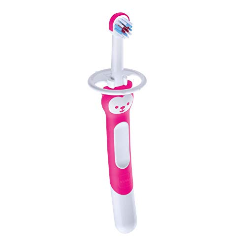 Mam Training Brush - Cepillo de dientes para niños con mango largo, 5 meses, color rosa