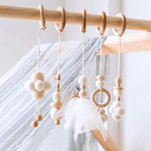 Mamimami Home Gimnasio de Madera para Bebés con 5 Juguetes para Bebés Baby Play Activity Gym Barra Colgante Marco Blanco Bola de Fieltro Regalo Recién Nacido (Blanco) Mamimami Home Gimnasio de Madera para Bebés con 5 Juguetes para Bebés Baby Play Activity Gym Barra Colgante Marco Blanco Bola de Fieltro Regalo Recién Nacido (Blanco)
