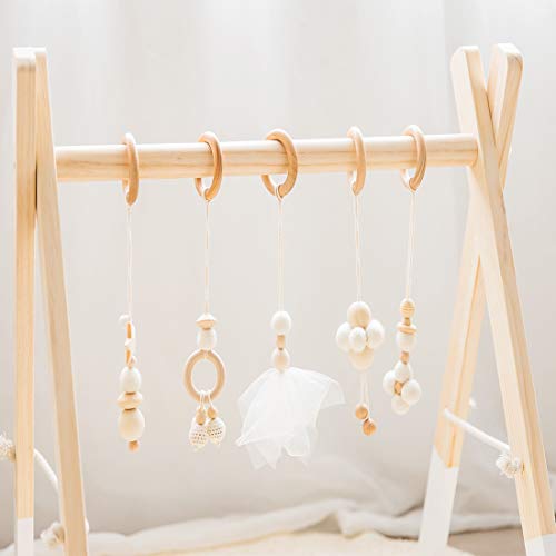Mamimami Home Gimnasio de Madera para Bebés con 5 Juguetes para Bebés Baby Play Activity Gym Barra Colgante Marco Blanco Bola de Fieltro Regalo Recién Nacido (Blanco) Mamimami Home Gimnasio de Madera para Bebés con 5 Juguetes para Bebés Baby Play Activity Gym Barra Colgante Marco Blanco Bola de Fieltro Regalo Recién Nacido (Blanco)