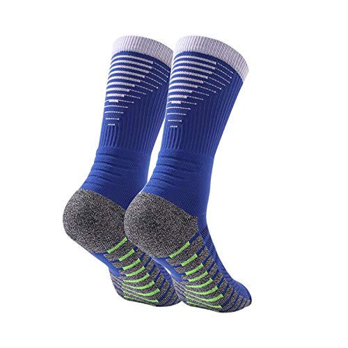 Manbozix Calcetines de Hombre Calcetines Deportivos Transpirables Calcetines de Fútbol Calcetines Deportivos Antideslizantes Unisex 38-45, Control de Humedad, Azul