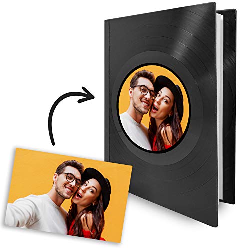 Mancha de Creación - Agenda anual 2021 personalizable, hecha con discos de vinilo LP, diseño personalizado con foto, tamaño A5 (22x15 cm), día-página, tapa dura, incluye info y plannings, día-vista