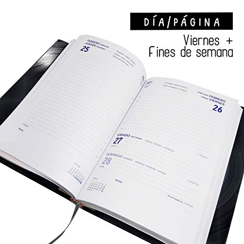 Mancha de Creación - Agenda anual 2021 personalizable, hecha con discos de vinilo LP, diseño personalizado con foto, tamaño A5 (22x15 cm), día-página, tapa dura, incluye info y plannings, día-vista