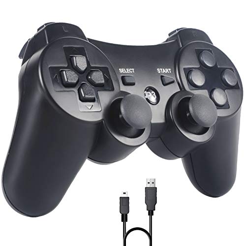 Mando PS3,Sefitopher Bluetooth Controller Joystick con Doble vibración para Playstation 3 con Cable