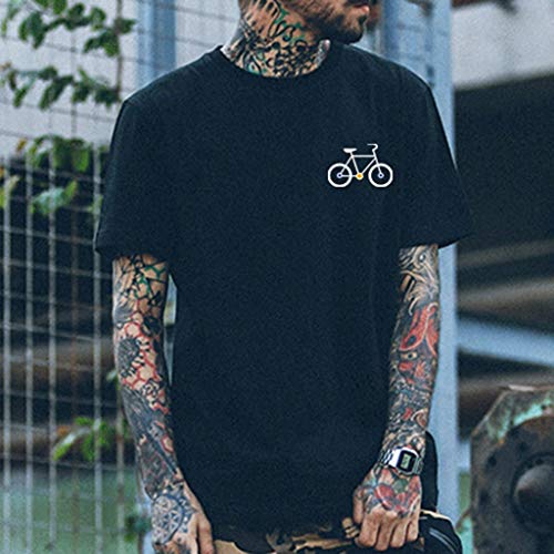 Manga Corta Camiseta Hombres Nuevo Verano Dibujos Animados Bicicleta Patrones Impresos Blusa Superior Tops Calavera 2019 Moda