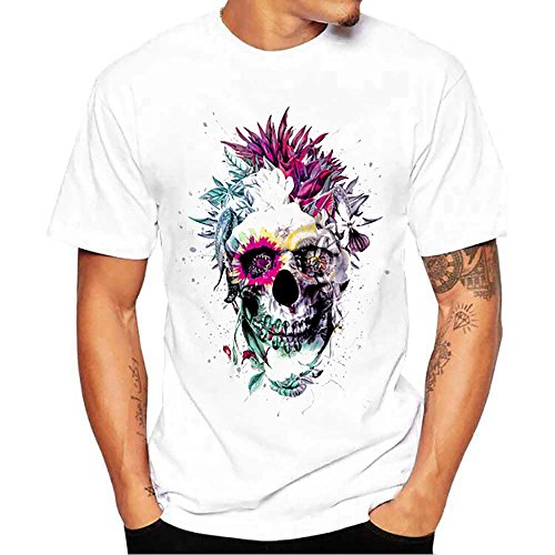 Manga Corta Camiseta Hombres Nuevo Verano Dibujos Animados Bicicleta Patrones Impresos Blusa Superior Tops Calavera 2019 Moda