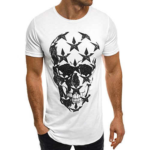 Manga Corta Camiseta para Hombre Moda Estampado Calaveras Cuello Redondo Slim Fit Personalizadas T-Shirt de Verano Cómodo Transpirables Simplicidad y Moda MMUJERY