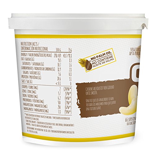 Mantequilla de Anacardo de HSN | Crema con Textura Cremosa y Suave | Cashew Butter Smooth | 100% Natural | Vegano, Sin grasa de palma, 1 Kg Mantequilla de Anacardo de HSN | Crema con Textura Cremosa y Suave | Cashew Butter Smooth | 100% Natural | Vegano, Sin grasa de palma, 1 Kg