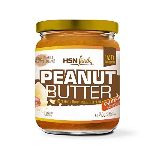 Mantequilla de Cacahuete de HSN | Textura Crujiente - Peanut Butter Crunchy - 100% Natural | Apto Vegetariano, Sin grasa de palma, Sin grasa trans, Sin azúcar ni sal añadidos, 250g