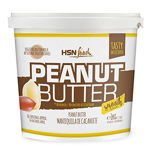 Mantequilla de Cacahuete de HSN | Textura Suave y Cremosa - Peanut Butter Smooth - 100% Natural | Apto Vegetariano, Sin grasa de palma, Sin grasa trans, Sin azúcar ni sal añadidos, 1000g