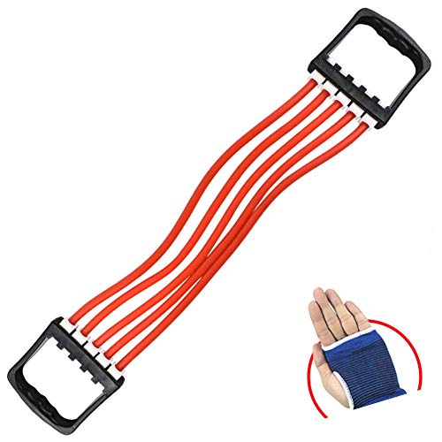 Manyao Extensor de Pecho Pecho ejercitador for los Hombres - Látex portátil Multi-función de tracción por Cable Aptitud del Ejercicio de Resistencia de la Yoga Banda roja