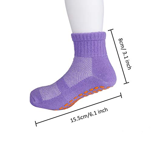 MaoXinTek Calcetines Antideslizantes para Niños Pequeños Algodón Lindo con Puños, Calentar 6 Pares de Zapatillas Calcetines de Piso de Corte Bajo con Silicona para 4-6 años de Bebés y Niñas