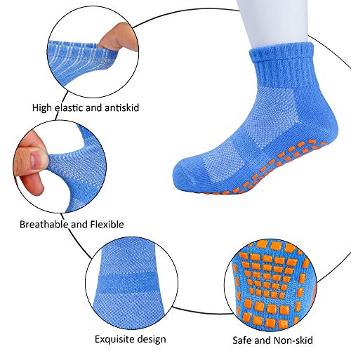 MaoXinTek Calcetines Antideslizantes para Niños Pequeños Algodón Lindo con Puños, Calentar 6 Pares de Zapatillas Calcetines de Piso de Corte Bajo con Silicona para 1-3 años de Bebés y Niñas