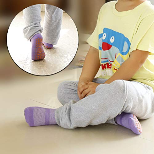 MaoXinTek Calcetines Antideslizantes para Niños Pequeños Algodón Lindo con Puños, Calentar 6 Pares de Zapatillas Calcetines de Piso de Corte Bajo con Silicona para 1-3 años de Bebés y Niñas