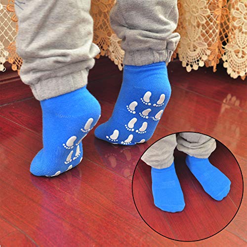 MaoXinTek Calcetines Antideslizantes para Niños Pequeños Algodón Lindo con Puños, Calentar 8 Pares de Zapatillas Calcetines de Piso de Corte Bajo con Silicona para 1-3 años de Bebés y Niñas