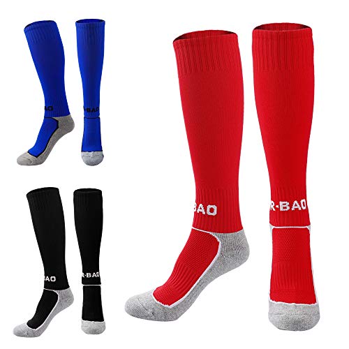 MaoXinTek Calcetines de Fútbol para Niños Compresión Deportes al Aire Libre de Medias de Soccer, Baloncesto, Lacrosse, Rugby, Hockey Atlético Socks Regalo para 8 a 12 Años Chicos, 3 Pares